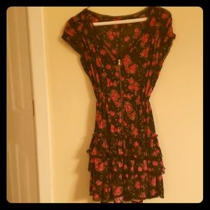 Floral Print Vintage-Style Dress with Ruffles